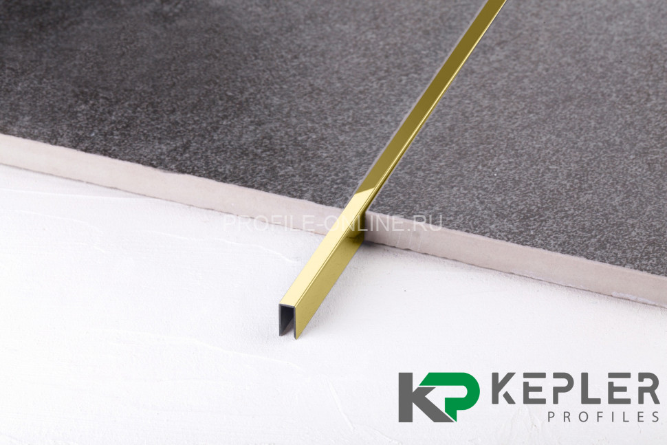 П-образный профиль 10х5 мм из нержавеющей стали SS 304 FSUP05-GP S.S.304 золото полированное 2.7 м