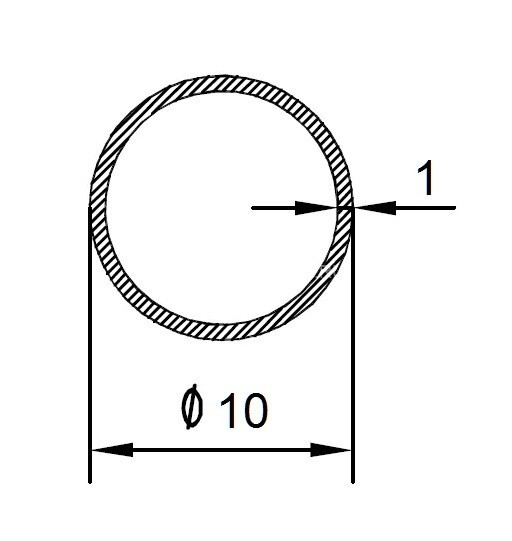 Алюминиевая труба 10х1 мм серебро 3 м