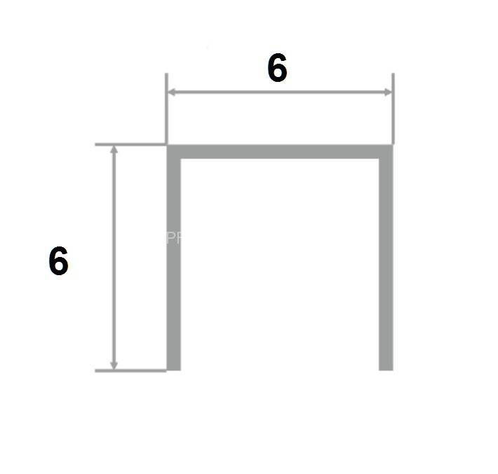 Латунный П-профиль PU 6 OS 6х6х6 шлифованный 2,7м