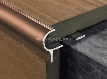 Алюминиевый профиль F-образный 10 мм с рифлением округлый PV50-07 бронза блестящая 2,7 м