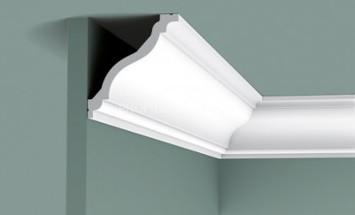 Гибкий потолочный плинтус Orac Decor Purotouch C333F белого цвета из полиуретана 122х111 мм 200 см