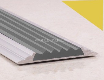 Противоскользящий порог алюминиевый с резиной 46 мм ПО-46 золото матовое-серый 2,7 м