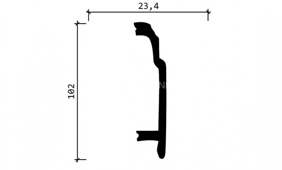 Напольный плинтус 102х23.4 мм Decor-Dizayn DD102 полистирол белый, под покраску 2 м