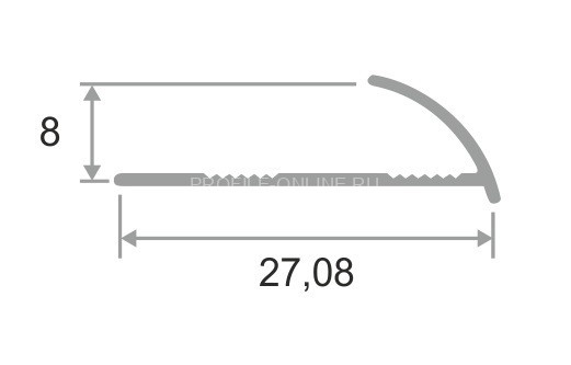С-профиль алюминиевый 8 мм ПО-8 серебро глянец 2,7 м