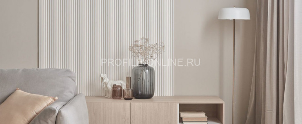 Правая планка-рейка для стеновой реечной панели VOX LINERIO S-LINE белая 2650х35х12 мм