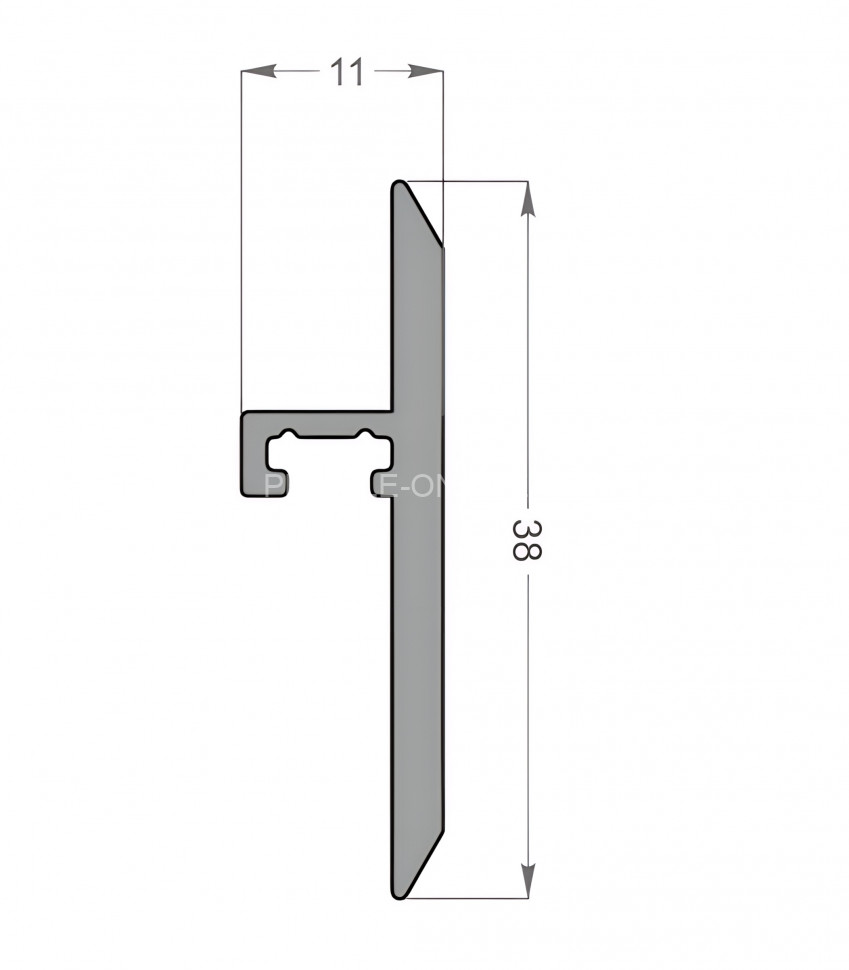 Алюминиевый порожек стыковочный для пола 38х11 мм Диал 9155 черный 3 м