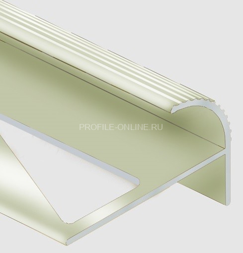 Алюминиевый F-образный профиль с рифлением 10 мм PV56-17 титан блестящий 2,7 м