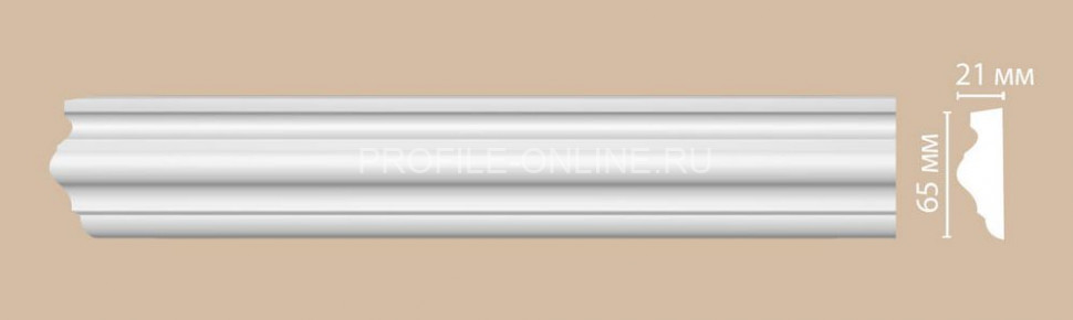 Молдинг гладкий DECOMASTER 97022 (65x21x2400) из полиуретана, белый под покраску