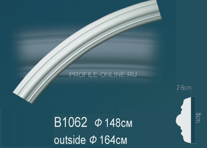 Декоративный круговой молдинг Перфект B1062 80х26 мм белого цвета из полиуретана