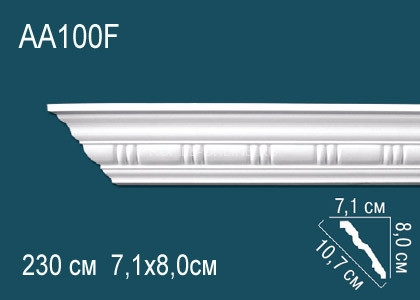 Гибкий потолочный плинтус с рисунком Перфект AA100F белый из полиуретана 80х107х71 мм 230 см