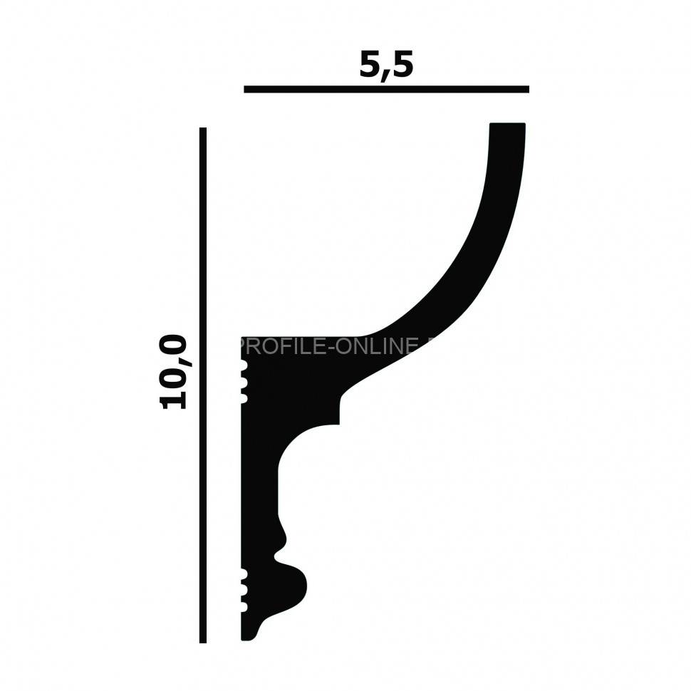 Потолочный плинтус Перфект Плюс P79 белый из ударопрочного полимера 55х100 мм 200 см