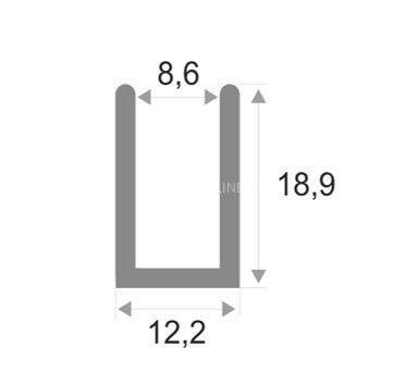 Алюминиевый П-профиль для стекла 9 мм ПО-145 серебро глянец 3 м