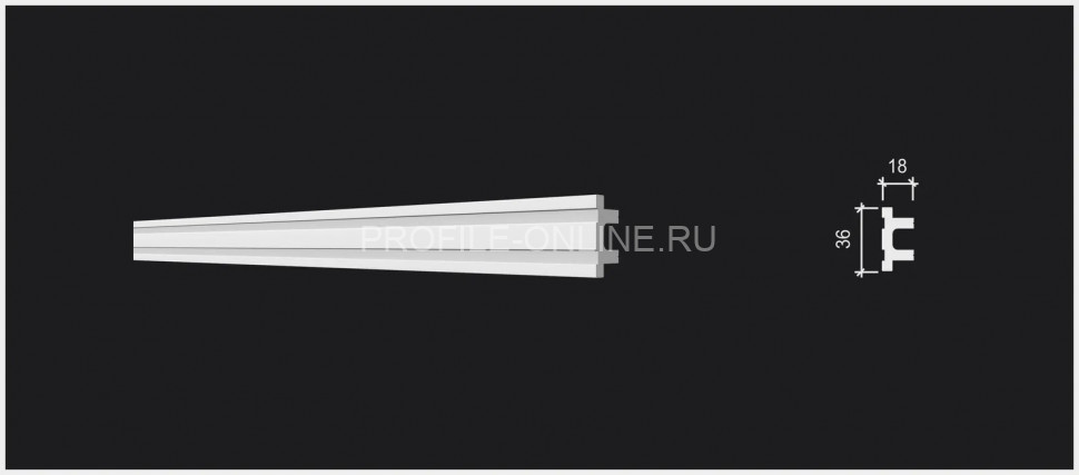 Декоративный молдинг 36х18 мм Decor-Dizayn DD633 полистирол белый, под покраску 2 м
