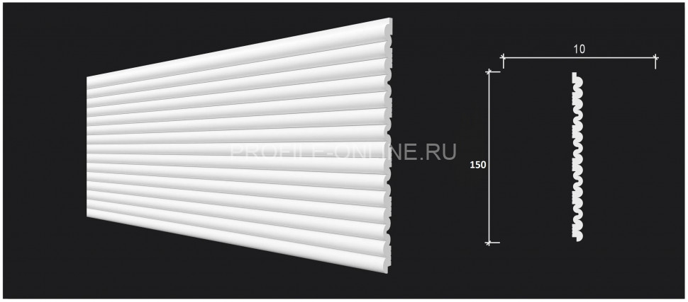 Отделочная стеновая декоративная панель 3D 150х9.7х3000 мм Decor-Dizayn DD933(3m) из полистирола белая, под покраску 3 м