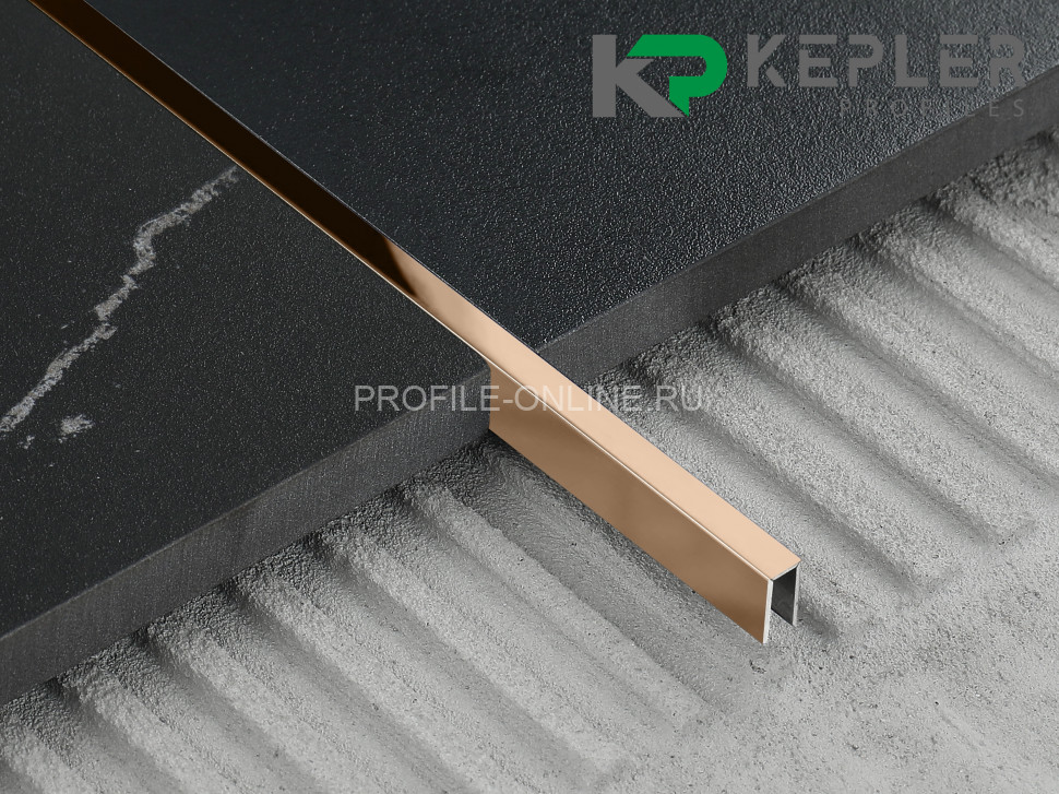 П-образный профиль 10х5 мм из нержавеющей стали SS 304 FSUP05-RP S.S.304 розовое золото полированное 2.7 м