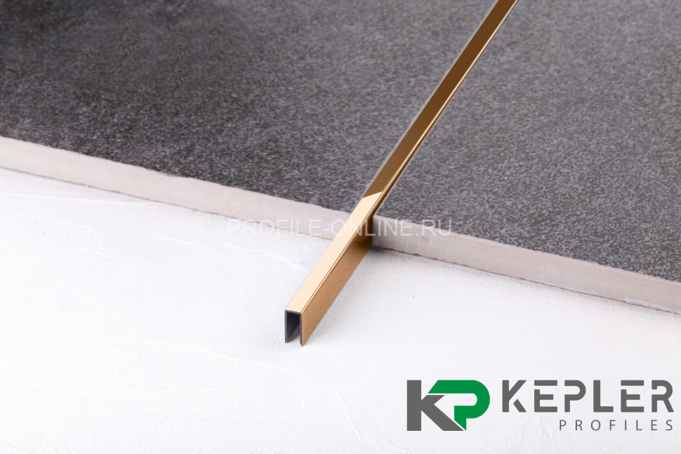 П-образный профиль 10х5 мм из нержавеющей стали SS 304 FSUP05-RP S.S.304 розовое золото полированное 2.7 м