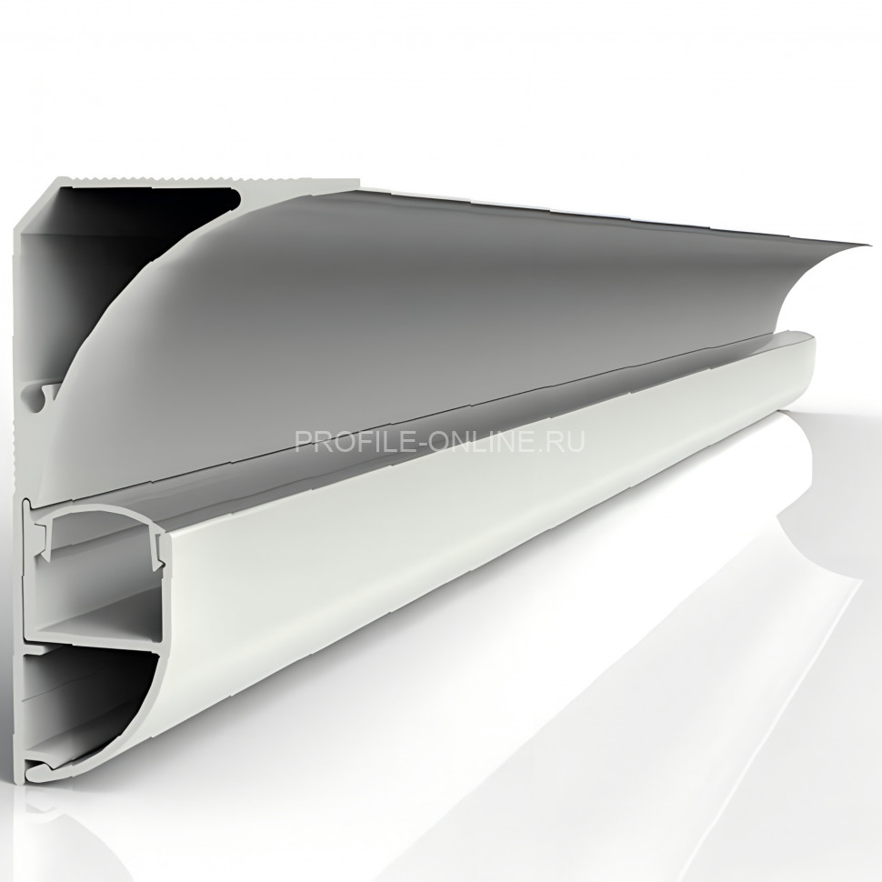 Алюминиевый потолочный плинтус под гипсокартон с подсветкой 60х36 мм Диал 2501 белый муар RAL 9016 3 м