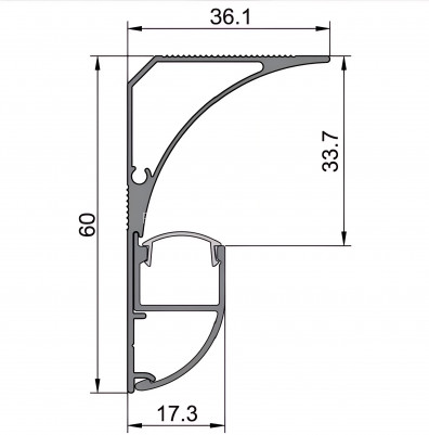 Алюминиевый потолочный плинтус под гипсокартон с подсветкой 60х36 мм Диал 2501 белый муар RAL 9016 3 м