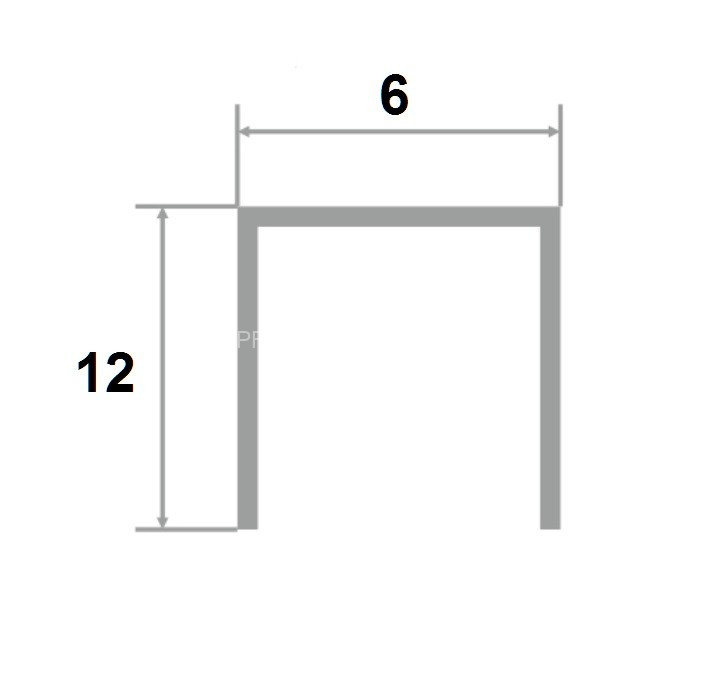 Латунный П-профиль PU 612 ON 12х6х12 полированный 2,7м