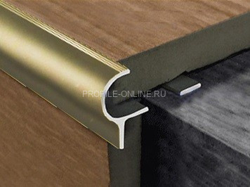 Алюминиевый профиль F-образный 10 мм с рифлением округлый PV50-09 шампань блестящая 2,7 м