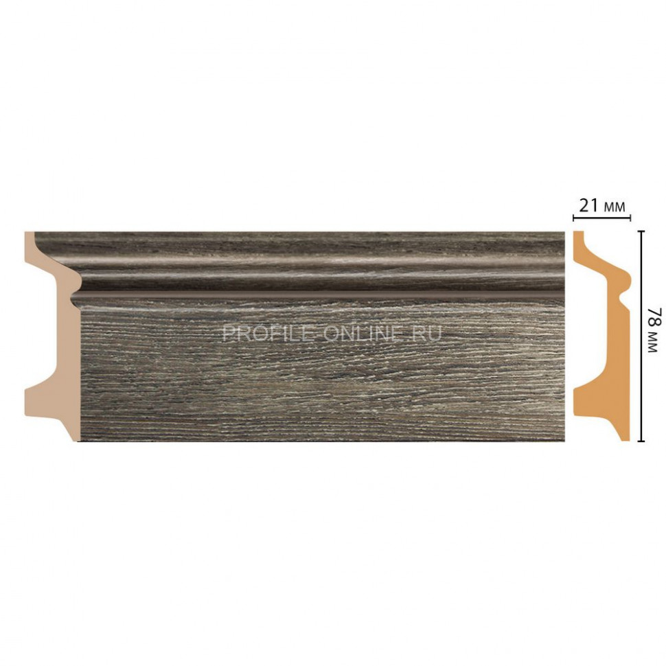 Напольный плинтус DECOMASTER D122-86 ШКx16 (78x21x2400) Дуб графитовый, ударопрочный полимер
