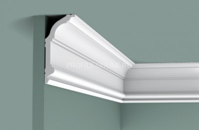 Гибкий потолочный плинтус Orac Decor Purotouch C339F белого цвета из полиуретана 141х64 мм 200 см