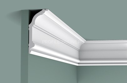 Гибкий потолочный плинтус Orac Decor Purotouch C339F белого цвета из полиуретана 141х64 мм 200 см