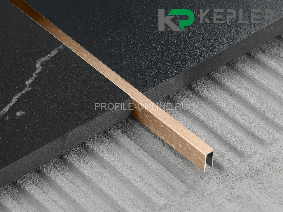 П-образный профиль 10х5 мм из нержавеющей стали SS 304 FSUP05-RS S.S.304 розовое золото сатинированное 2.7 м