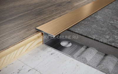 Т-профиль из нержавеющей стали закладной 8 мм FTZ 8 GS золото сатинированное 270 см