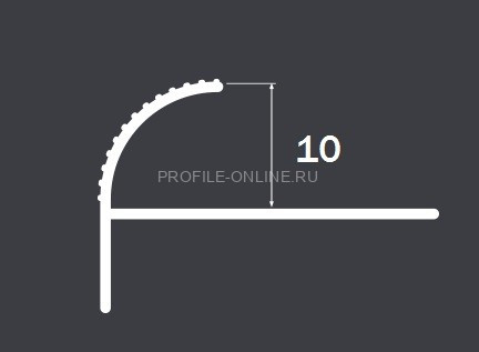 Алюминиевый F-образный профиль с рифлением 10 мм PV56-19 черный блестящий 2,7 м