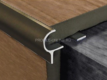Алюминиевый профиль F-образный 10 мм с рифлением округлый PV50-10 коричневый матовый 2,7 м