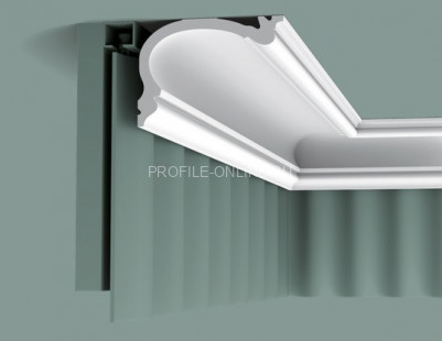 Гибкий потолочный плинтус Orac Decor Purotouch C341F белого цвета из полиуретана 88х122 мм 200 см