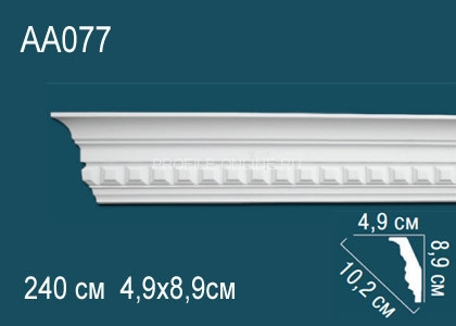 Потолочный плинтус с рисунком Перфект AA077 белый из полиуретана 89х102х49 мм 240 см