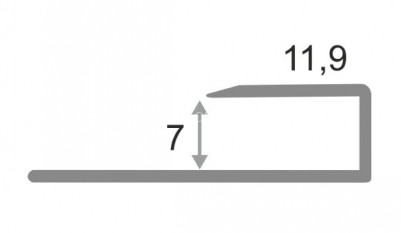 Алюминиевый П-профиль окантовочный 7 мм ПО-П7 серебро глянец 2,7 м