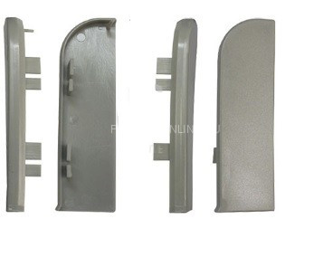 Комплект заглушек для напольного плинтуса ПТ-80 ПВХ серебро