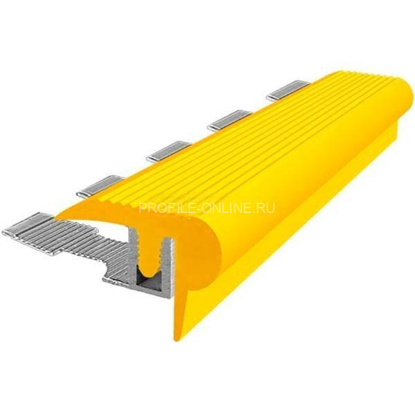 Закладной угловой профиль противоскользящий с резиновой вставкой Fm-12мм желтый 2,7 м