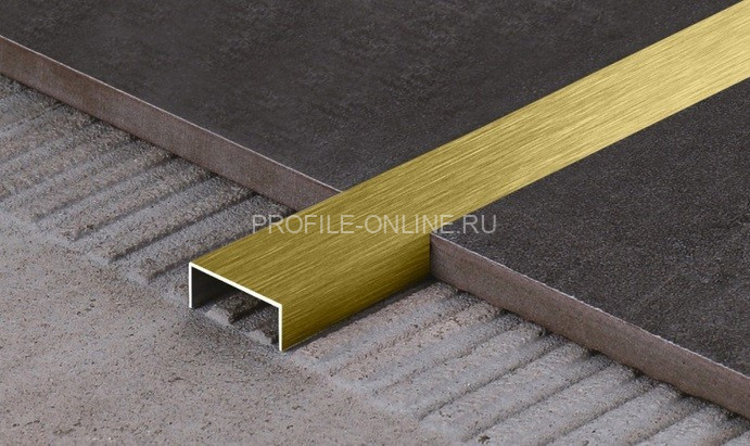 Нержавеющий П-профиль стальной 10х15 Kepler Profiles FSUP15-GS золото сатинированное 2,7 м