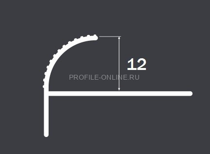 Алюминиевый F-образный профиль с рифлением 12 мм PV57-00 натуральный 2,7 м