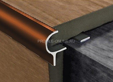 Алюминиевый профиль F-образный 10 мм с рифлением округлый PV50-11 коричневый блестящий 2,7 м
