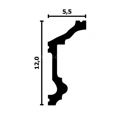 Потолочный плинтус Перфект Плюс P91 M белый из ударопрочного полимера 55х120 мм 200 см