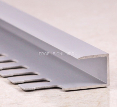 Алюминиевый П-профиль окантовочный 7 мм ПО-П7 серебро матовое 2,7 м
