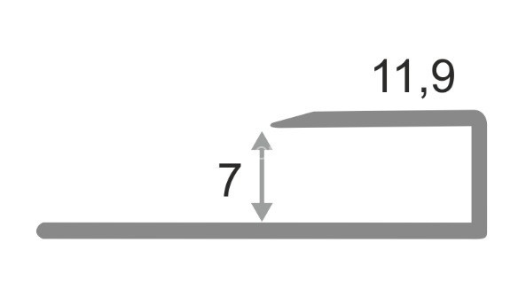 Алюминиевый П-профиль окантовочный 7 мм ПО-П7 серебро матовое 2,7 м