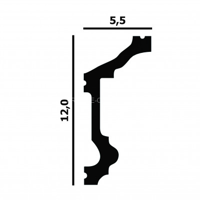 Потолочный плинтус Перфект Плюс P91 белый из ударопрочного полимера 55х120 мм 200 см