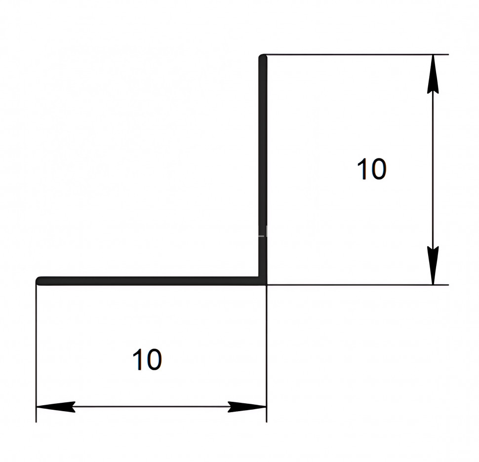 Уголок из алюминия 10х10 мм Евротрим 0322.05 черный 300 см