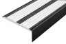 Алюминиевый противоскользящий угловой порог 70х22 мм с резиновыми вставками АУ-70-Антик серебро-белый 3 м