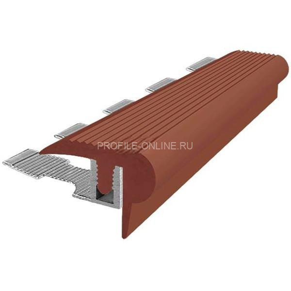 Закладной угловой профиль противоскользящий с резиновой вставкой Fm-12мм коричневый 2,7 м