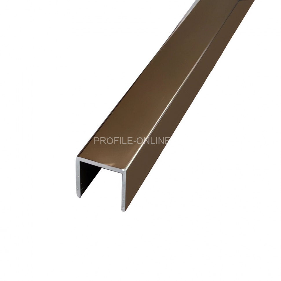 П-профиль из алюминия 8х8 мм П-8х8 бронза глянец 2.7 м