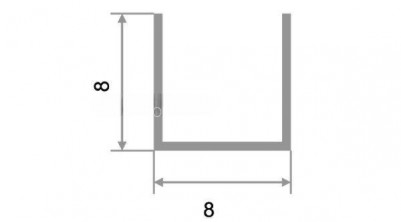 П-профиль из алюминия 8х8 мм П-8х8 бронза глянец 2.7 м