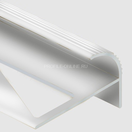 Алюминиевый F-образный профиль с рифлением 12 мм PV57-02 серебро матовое 2,7 м