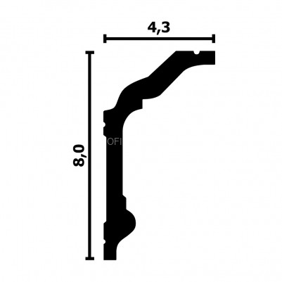 Потолочный плинтус Перфект Плюс P92 M белый из ударопрочного полимера 43х80 мм 200 см